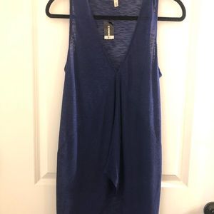 Express tank top long back V-neck blue medium